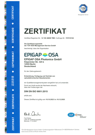 Epigap-osa Certificate